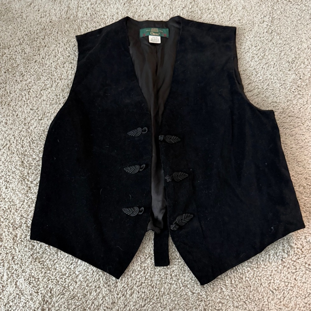 Orvis Black Velvet Jacket Frog Closure Vintage Style Made USA Size Medium